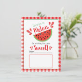 Bedankt een meloen leraar dank je kaart (Staand voorkant)