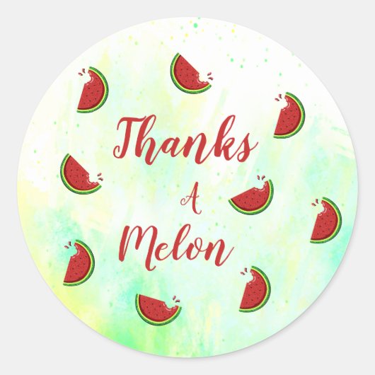 bedankt een meloen ronde sticker (Voorkant)