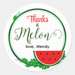 Bedankt een meloen, Watermeloen Dank u Ronde Sticker