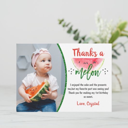 Bedankt een Melon Sweet Watermelon Birthday Foto (Staand voorkant)