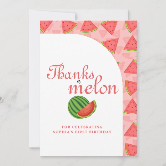 Bedankt een Melon Watermelon Flat Dank u Card (Voorkant)