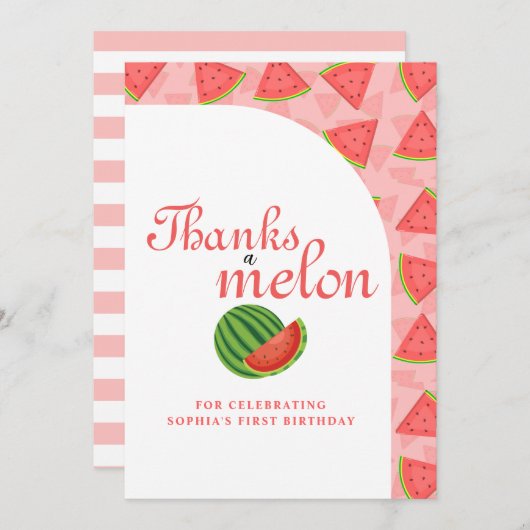 Bedankt een Melon Watermelon Flat Dank u Card (Voorkant / Achterkant)