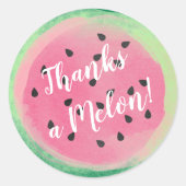 Bedankt een Melon Waterverf Watermeloen script Ronde Sticker (Voorkant)