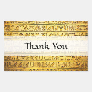 "Bedankt" Egyptische Hieroglyphs Gele tickers Rechthoekige Sticker