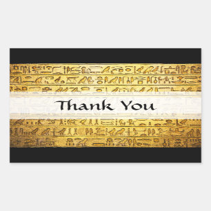 "Bedankt" Egyptische Hieroglyphs Gele tickers Rechthoekige Sticker