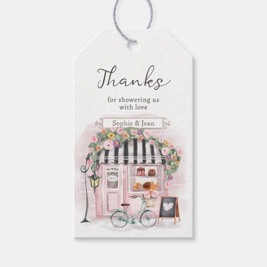 Bedankt Eiffel Paris Parijse Baby shower Cadeaulabel (Voorkant)