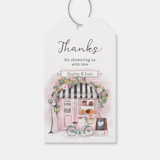 Bedankt Eiffel Paris Parijse Baby shower Cadeaulabel (Achterkant)