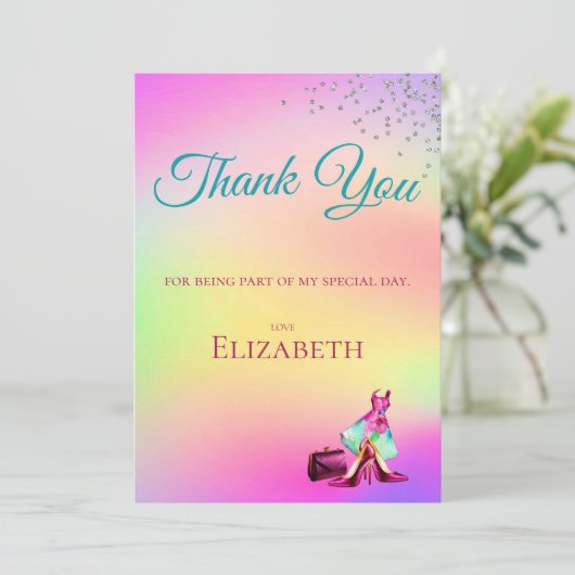 Bedankt Elegant Glitter Kleurrijk Kaart (Staand voorkant)