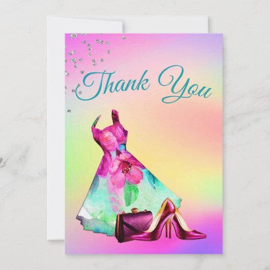 Bedankt Elegant Glitter Kleurrijk Kaart (Achterkant)