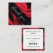 Bedankt Elegant Red & Black Marble Social Media Vierkante Visitekaartje (Voorkant / Achterkant)