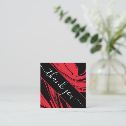 Bedankt Elegant Red & Black Marble Social Media Vierkante Visitekaartje (Staand voorkant)