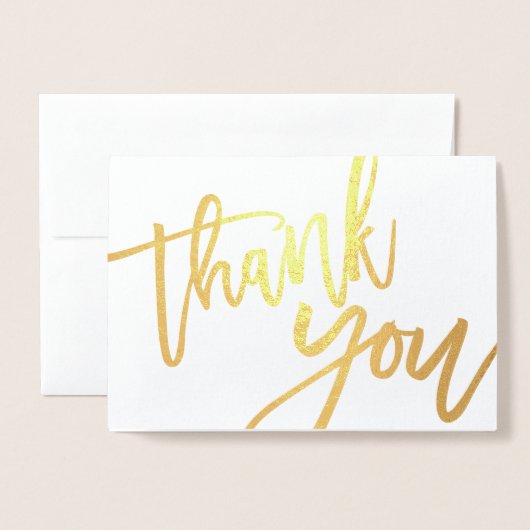 Bedankt Elegant Script Foto Wedding Gold Folie Kaarten (Voorkant met envelop)