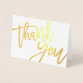 Bedankt Elegant Script Foto Wedding Gold Folie Kaarten (Voorkant)