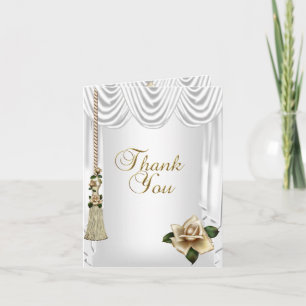 Bedankt Elegant Wedding White Cream Gold Roos