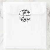 "Bedankt" Elegante zwarte vlinders Ronde Sticker (Tas)