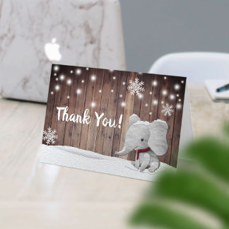 Bedankt Elephant Boy Rustic Winter Snowflakes