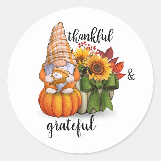 Bedankt en dankbaar ronde sticker (Voorkant)