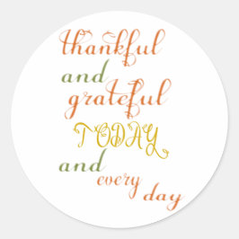 Bedankt en dankbaar ronde sticker