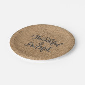 Bedankt en Grateful Burlap. Gelukkig Thanksgiving. Papieren Bordje (Gekanteld)