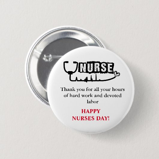 Bedankt en Happy Nurses Day Button (Voorkant /achterkant)