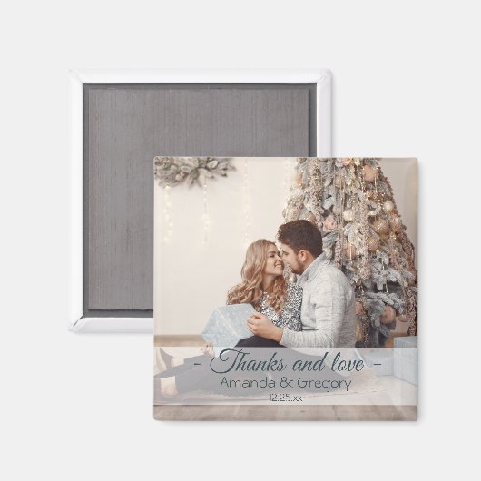 Bedankt en kerstcadeautjes voor kerstbruiloft magneet (Voorkant / Achterkant)