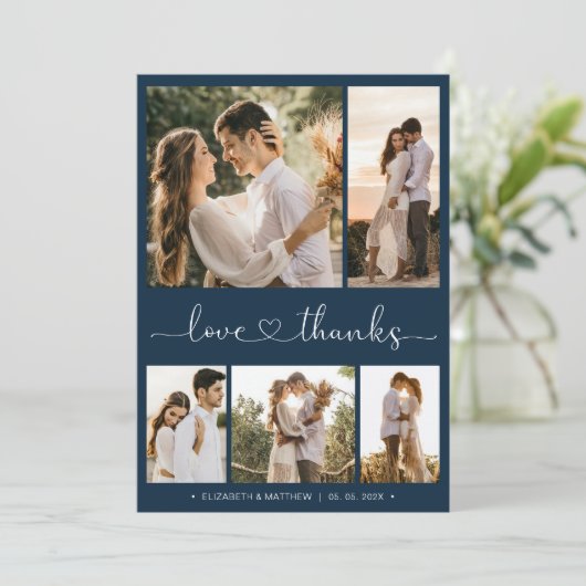 Bedankt en liefdesscript foto's Collage Wedding (Staand voorkant)