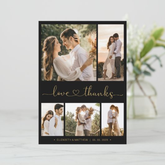 Bedankt en liefdesscript foto's Collage Wedding (Staand voorkant)