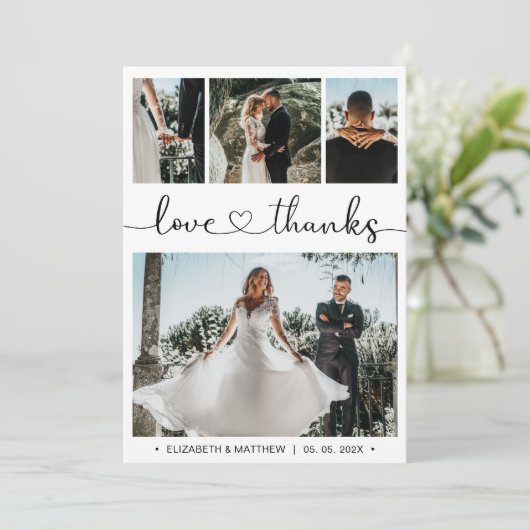 Bedankt en liefdesscript foto's Collage Wedding (Staand voorkant)