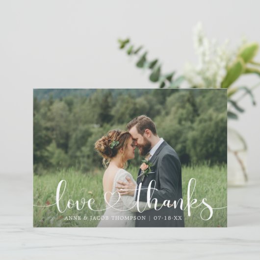 Bedankt en liefhebbers Hart Script Weduwfoto (Staand voorkant)