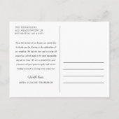 Bedankt en liefhebbers Hart Script Weduwfoto Briefkaart (Achterkant)