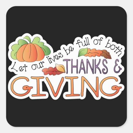 Bedankt en Thanksgiving woorden sticker (Voorkant)