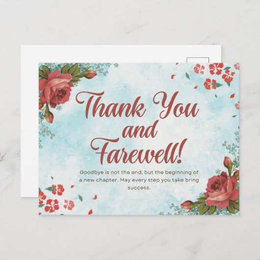 Bedankt en tot ziens briefkaart (Voorkant / Achterkant)