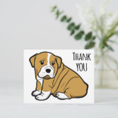Bedankt Engelse Bulldog Puppy Cartoon Briefkaart (Staand voorkant)