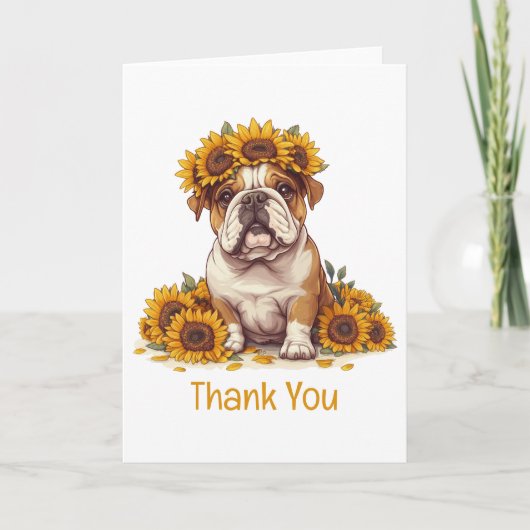 Bedankt Engelse Bulldog Sunflower Crown (Voorkant)