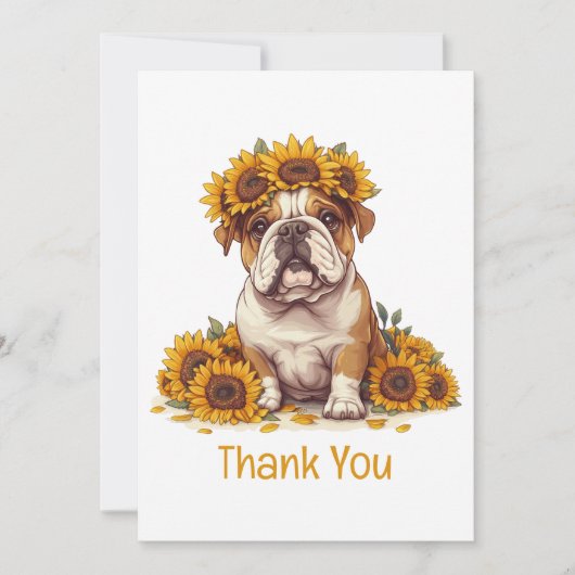 Bedankt Engelse Bulldog Sunflower Crown (Voorkant)
