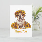 Bedankt Engelse Bulldog Sunflower Crown (Staand voorkant)