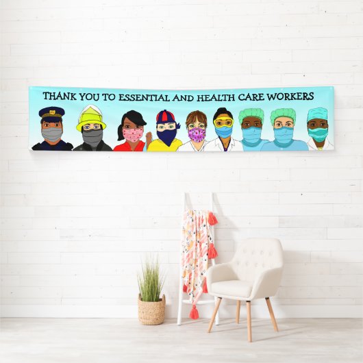 Bedankt essentiële en zorgverleners spandoek (Insitu)