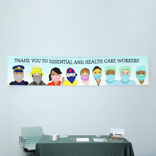 Bedankt essentiële en zorgverleners spandoek (Beurs)