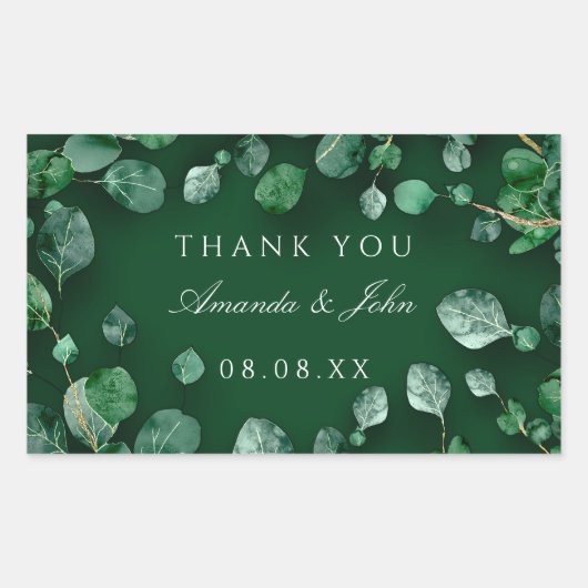 Bedankt Eucalyptus Woodland Rustic Wedding Green Rechthoekige Sticker (Voorkant)