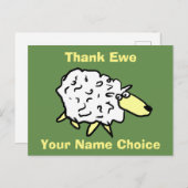 Bedankt Ewe Fun Sheep Design Briefkaart (Voorkant / Achterkant)
