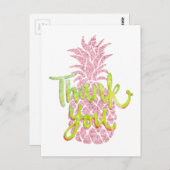 Bedankt Faux Pink Glitter Ananas Graphic Briefkaart (Voorkant / Achterkant)