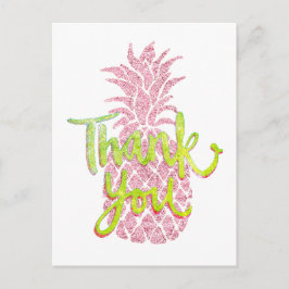Bedankt Faux Pink Glitter Ananas Graphic Briefkaart