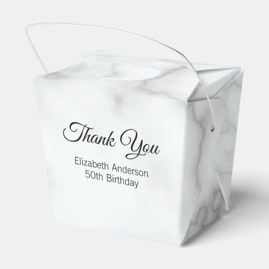 Bedankt Faux White Marble Elegant Adult Birthday Bedankdoosjes (Achterkant)