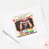 Bedankt Favor Happy Birthday Cupcakes Bunting Foto Vierkante Sticker (Envelop)