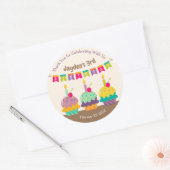 Bedankt Favor Kleurrijke Cupcakes Bunting Candles  Ronde Sticker (Envelop)