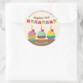 Bedankt Favor Kleurrijke Cupcakes Bunting Candles  Ronde Sticker (Tas)