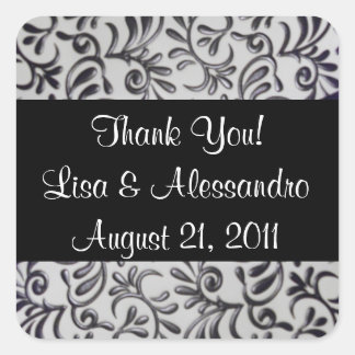 Bedankt Favor Tags Naam en datum Vierkante Sticker