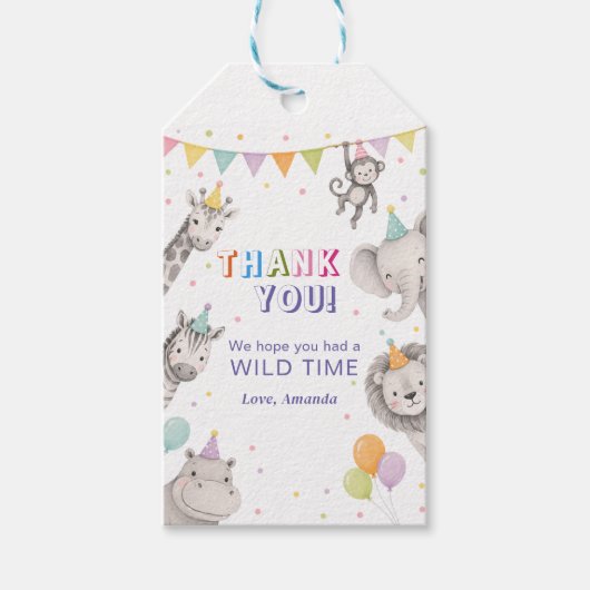Bedankt Feest Dieren Safari Jungle Dierentuin Cadeaulabel (Voorkant)