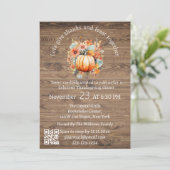 bedankt & Feest Thanksgiving rustieke QR code mode Kaart (Staand voorkant)