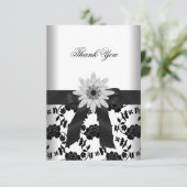 Bedankt Feest Zwart Witte Bloem Diamant (Staand voorkant)